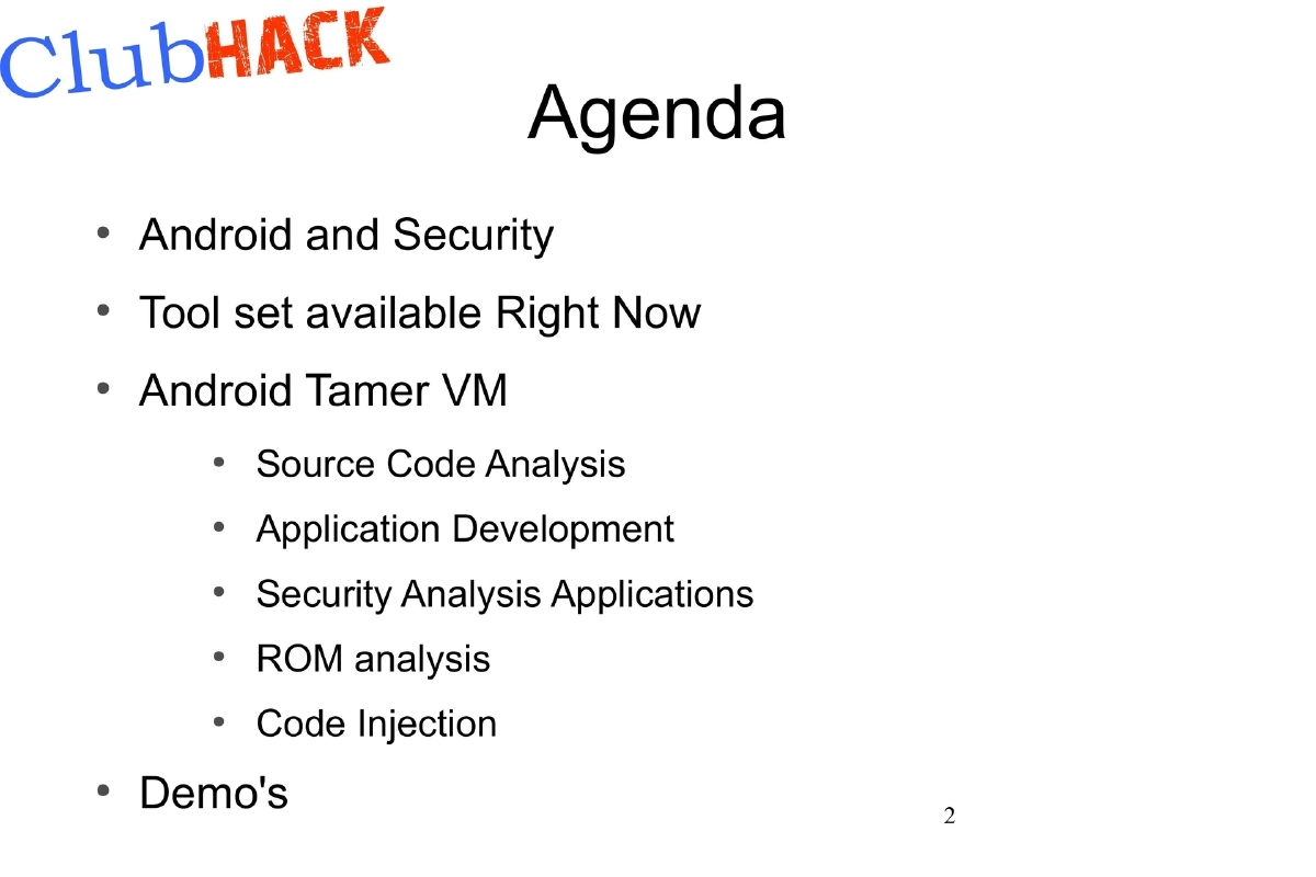Slide 2 of Android Tamer Clubhack