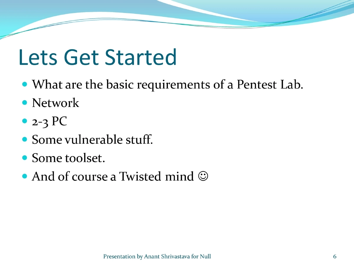 Slide 6 of Pentest Lab Setup