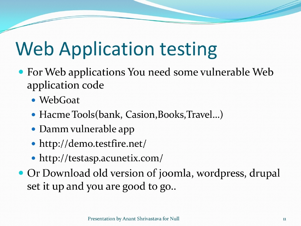 Slide 11 of Pentest Lab Setup