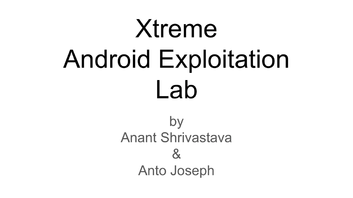 Slide 1 of Nullcon Extreme Android