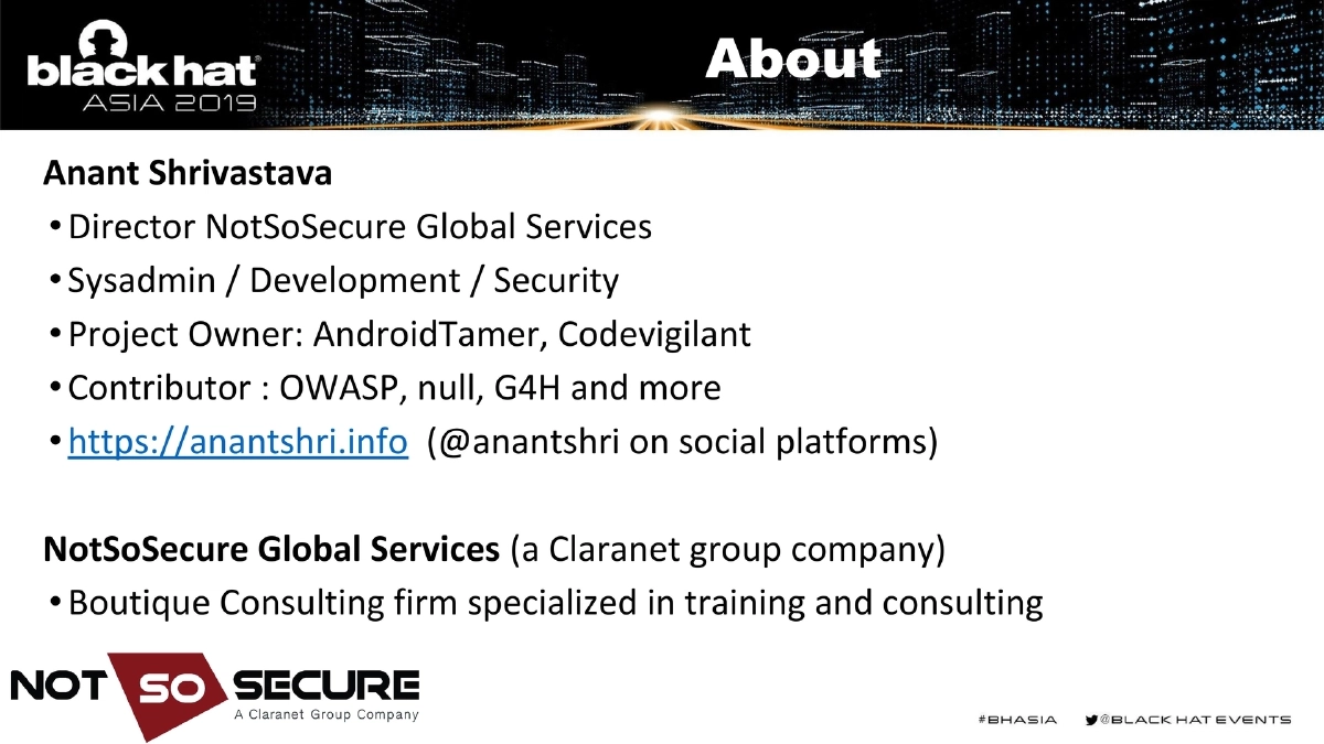 Slide 2 of BlackHat Asia DevSecOps