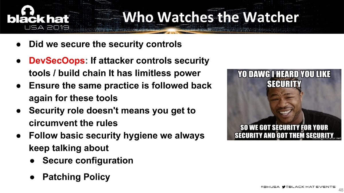 Slide 48 of BlackHat USA DevSecOps