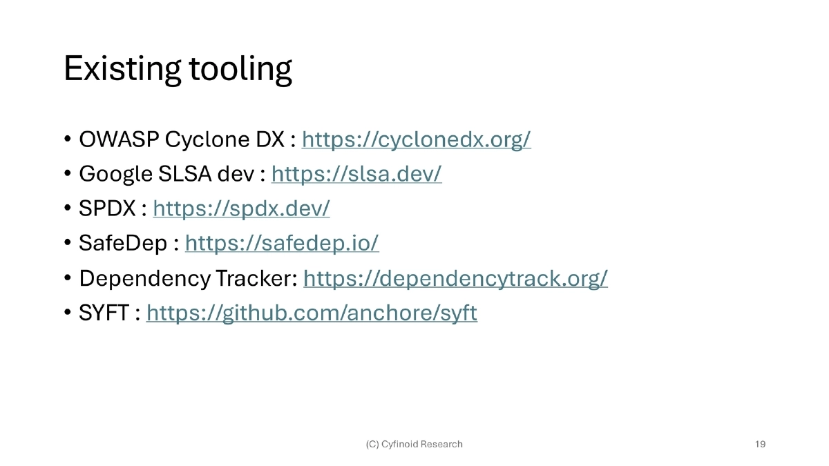 Slide 19 of Bsides Bangalore Sbom Fad Future