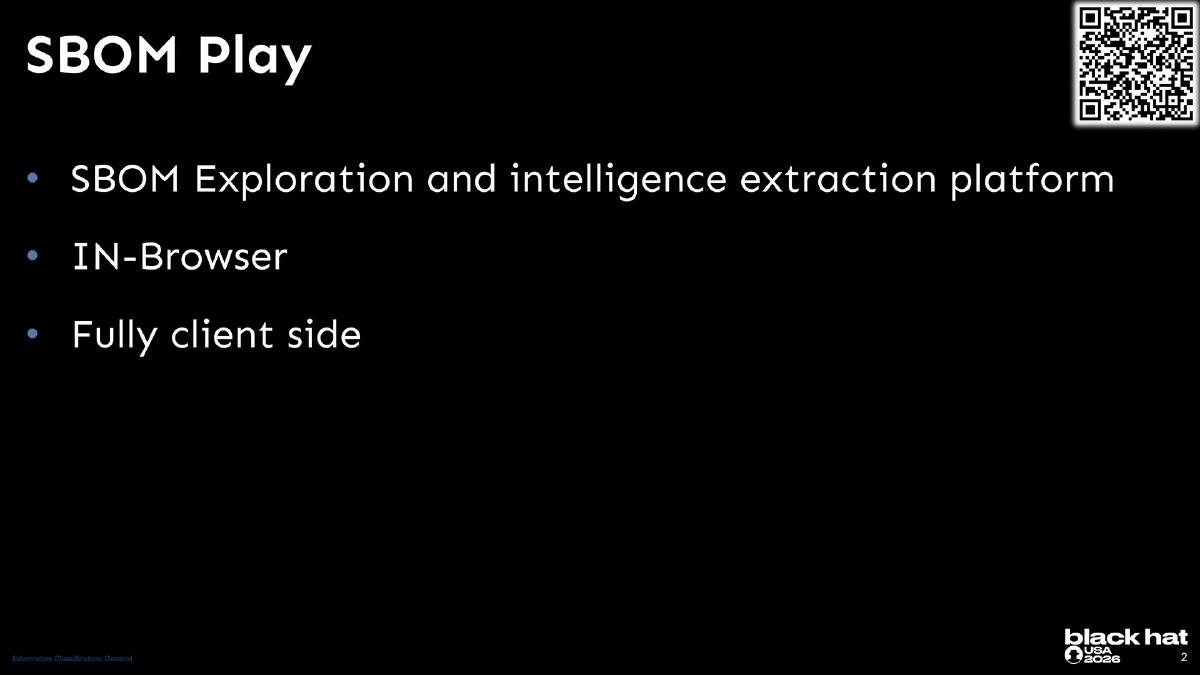 Slide 2 of SBoM Play - BlackHat USA 2026 Arsenal