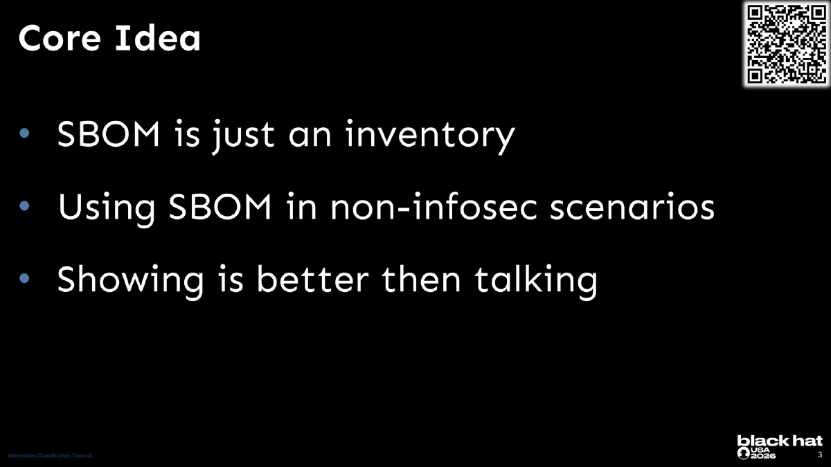 Slide 3 of SBoM Play - BlackHat USA 2026 Arsenal