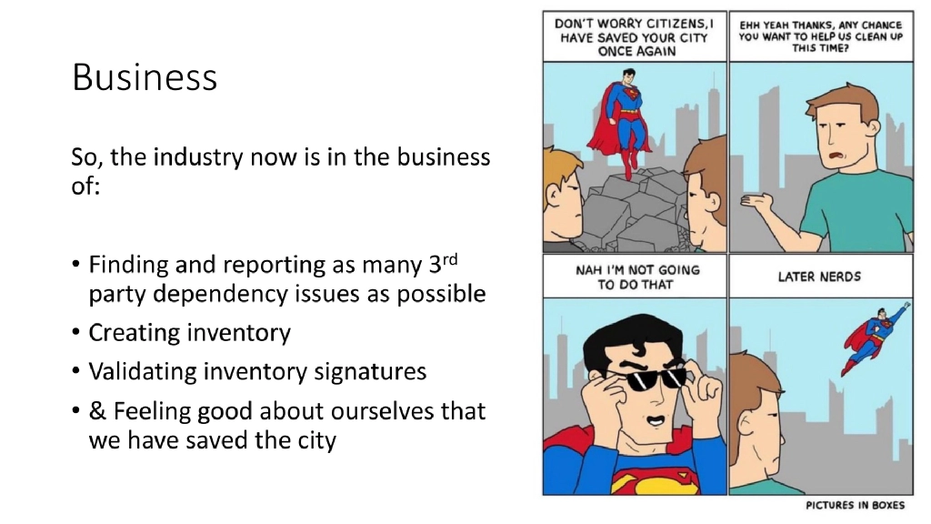 Slide 16 of Beyond the Code / SBOM: Supply Chain Security