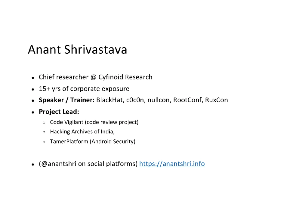 Slide 2 of Developer Security Based on 15 Years Experience