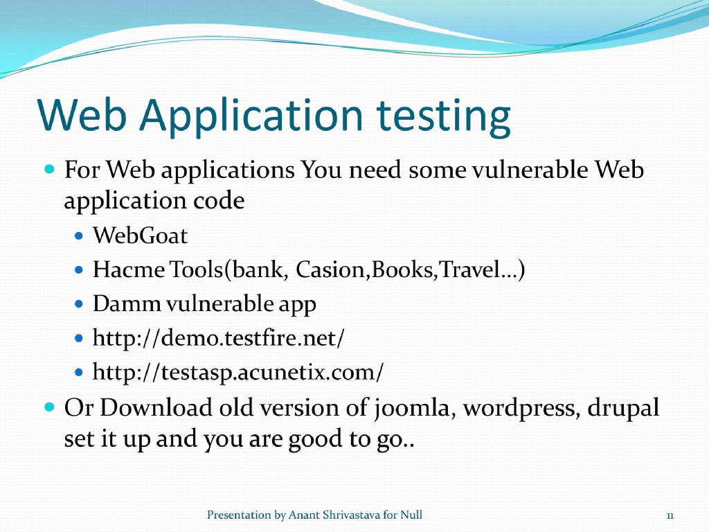 Slide 11 of How to Setup A Pen Test Lab & How to Play CTF